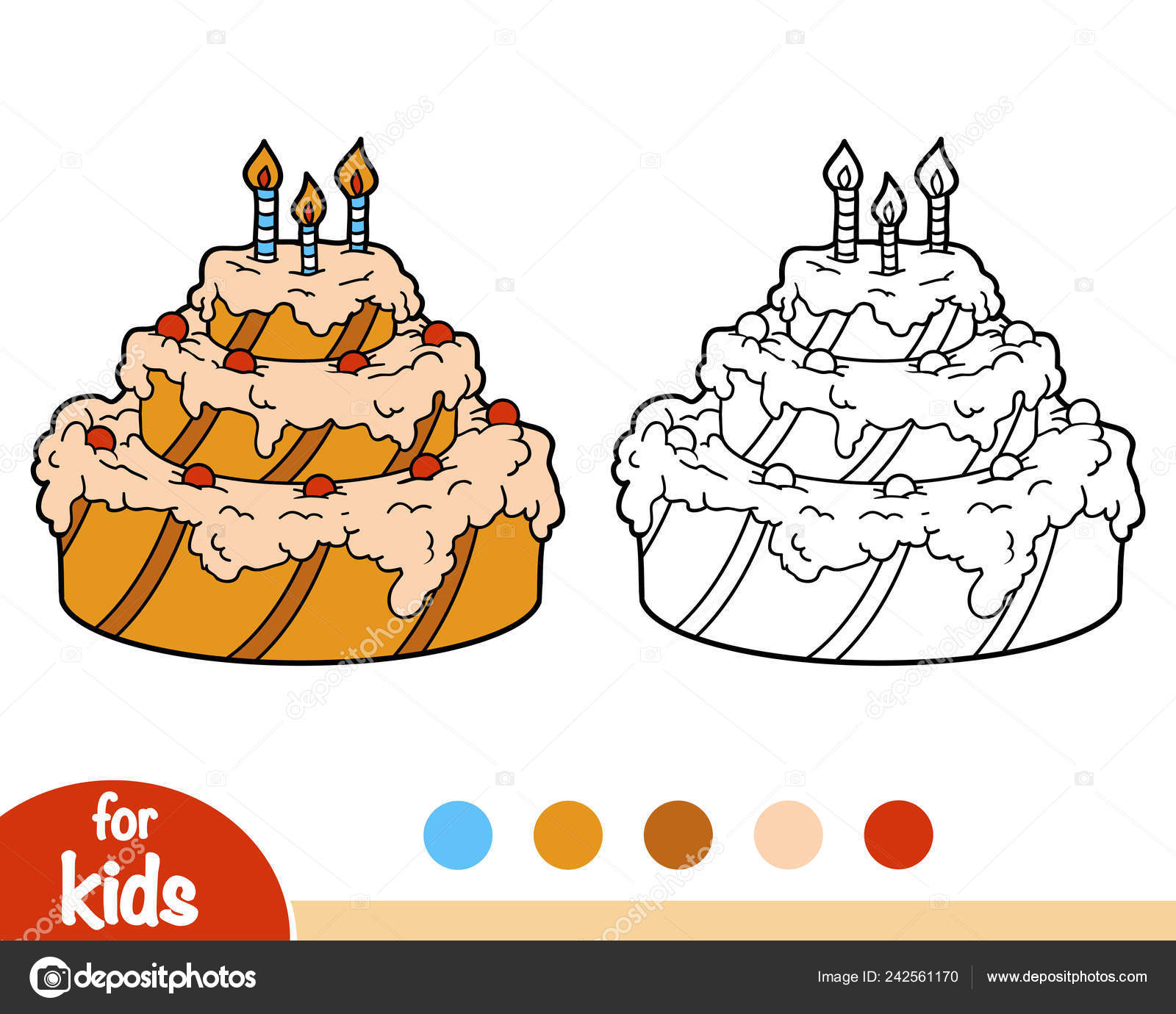 Livro Para Colorir Para Crianças Bolo Aniversário vetor(es) de stock de  ©ksenya_savva 206656440