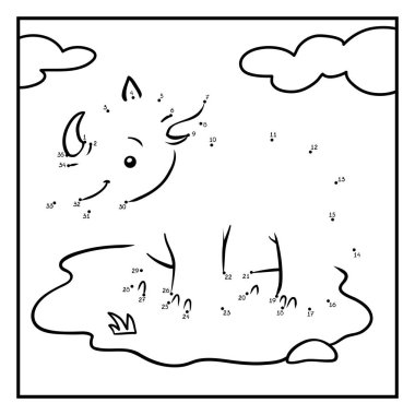 Sayı oyunu, çocuklar, bir gergedan için eğitim nokta-nokta oyun