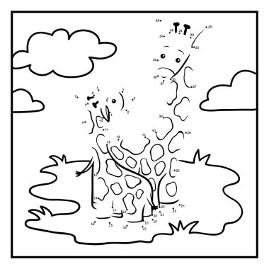 Sayılar oyunu, çocuklar için eğitim nokta-nokta oyun, iki zürafa