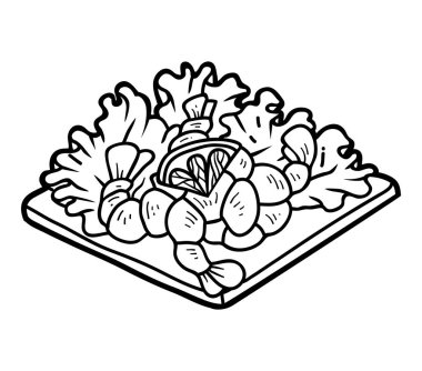 Karides salata, çocuklar için boyama kitabı