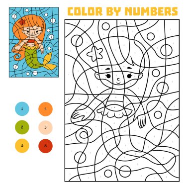 Renk numarasına, eğitim oyun çocuklar için deniz kızı