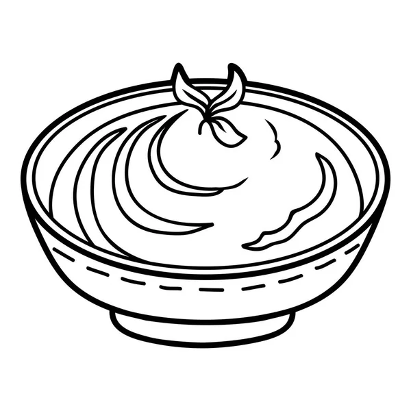 Coloring Book Children Mashed Potatoes Bowl — Stock Vector