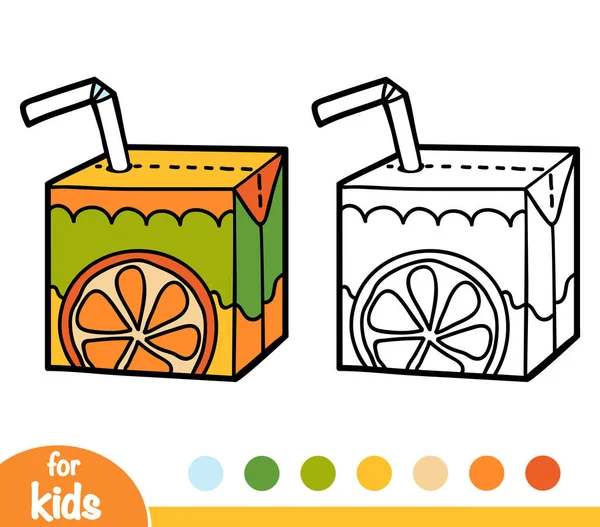 Libro Para Colorear Para Niños Caja Jugo Con Paja — Vector de stock