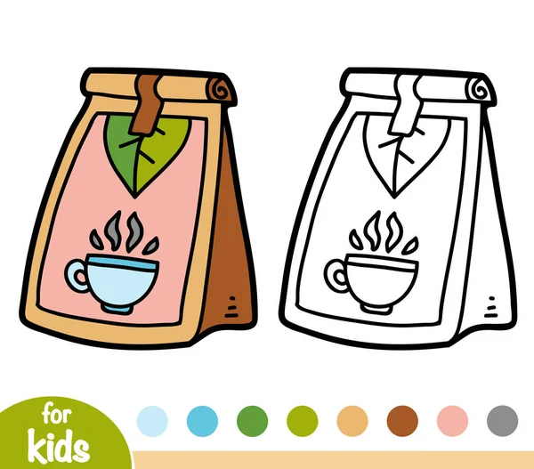 Kolorowanka Dla Dzieci Pakietów Herbaty — Wektor stockowy