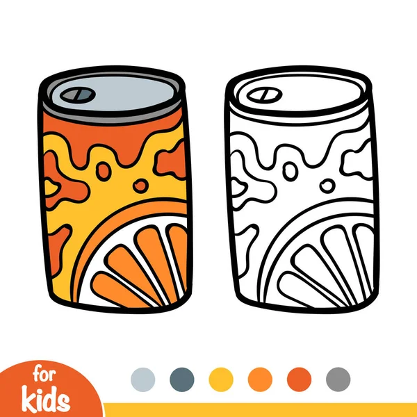 Libro Para Colorear Para Niños Lata Soda Aluminio — Vector de stock