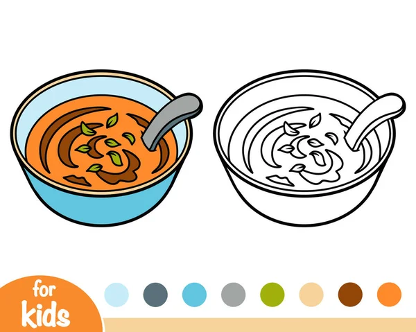 Kolorowanka Dla Dzieci Miskę Zupy — Wektor stockowy