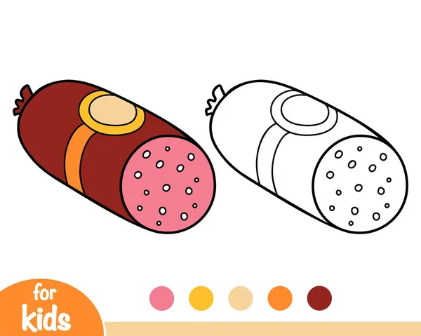 Libro Para Colorear Para Niños Salami — Vector de stock