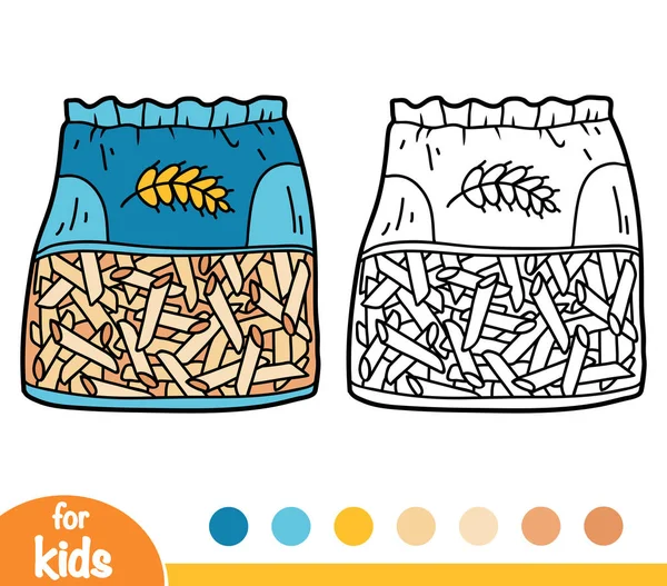 Libro Para Colorear Para Niños Penne Pasta Bolsa — Archivo Imágenes Vectoriales