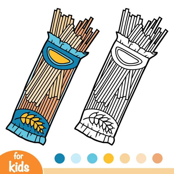 Libro Para Colorear Para Niños Paquete Espagueti Pasta — Vector de stock