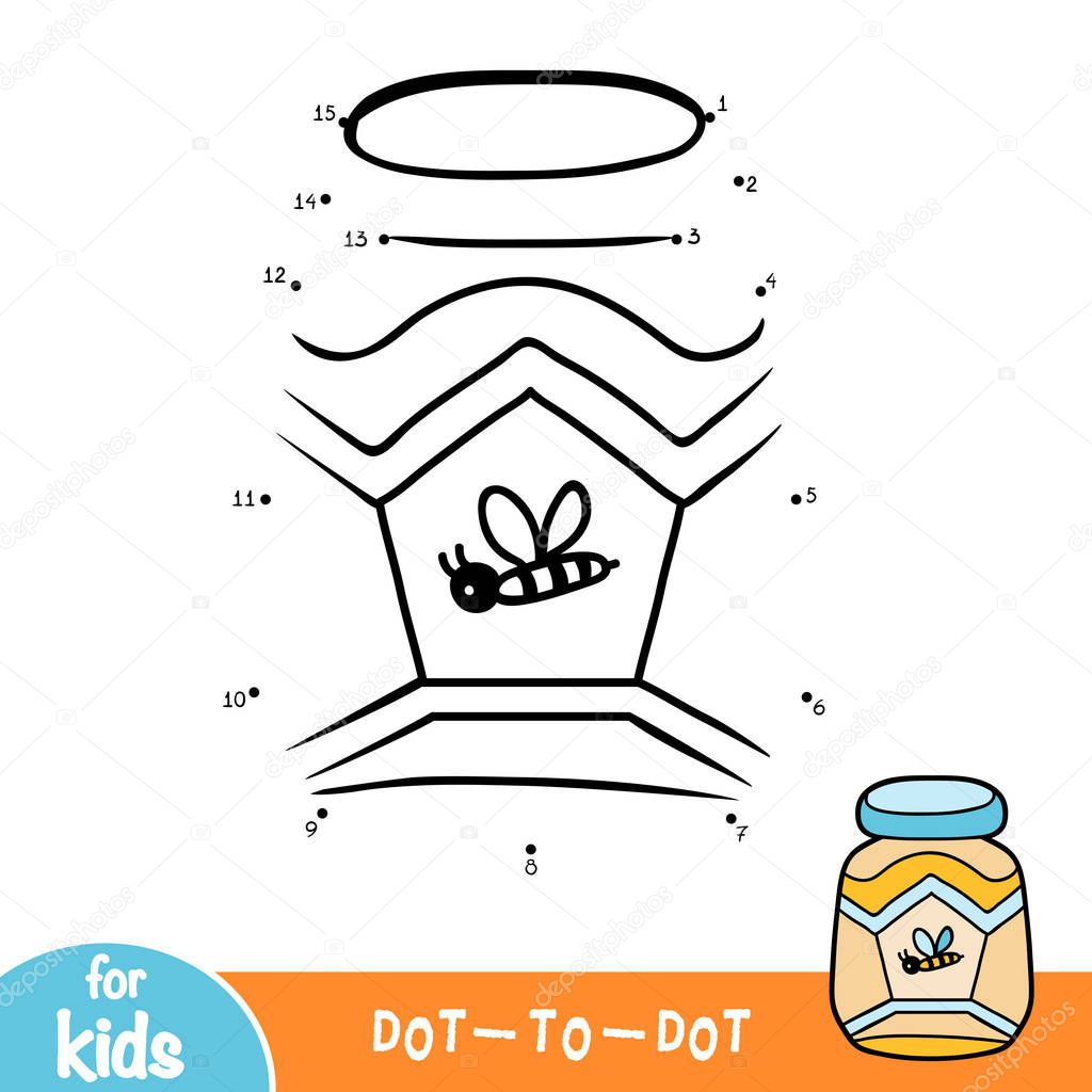 Numbers game, education dot to dot game for children, Jar of honey