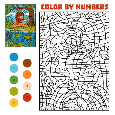 Numarasına göre renk. Peri masalları. Kurbağa Prens ve Prenses