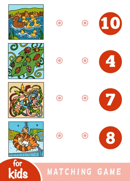Matchande utbildning spel för barn. Tecknad djur på en färgad bakgrund — Stock vektor