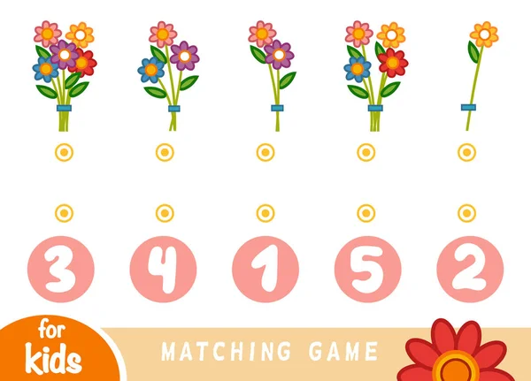 Matchande spel för barn. Räkna hur många blommor och välja rätt nummer — Stock vektor