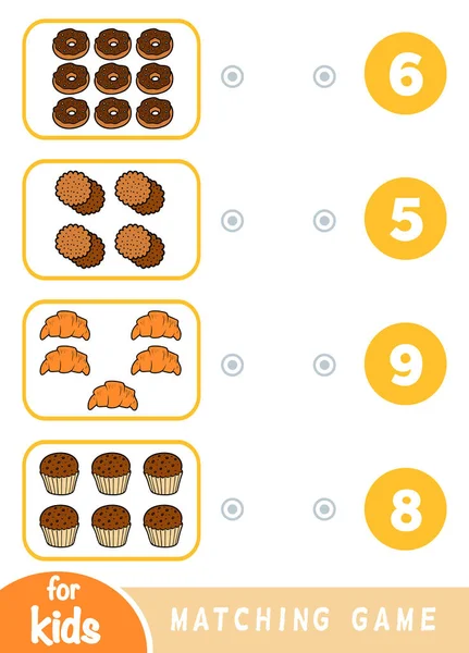 Jeu d'éducation correspondant. Comptez combien d'articles et choisissez le bon numéro — Image vectorielle