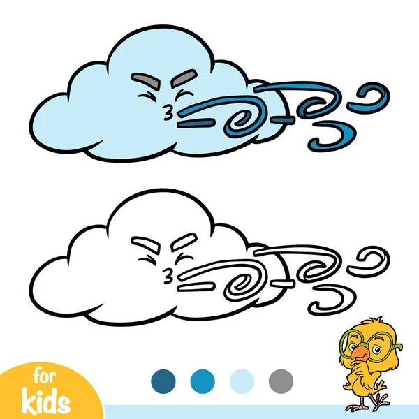 Coloring book, Cloud and wind — Stock Vector
