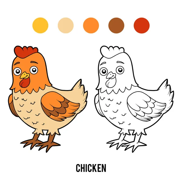 Coloring book, Chicken — Stock Vector