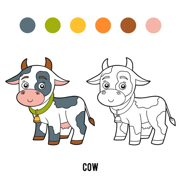 Livre à colorier, Vache — Image vectorielle