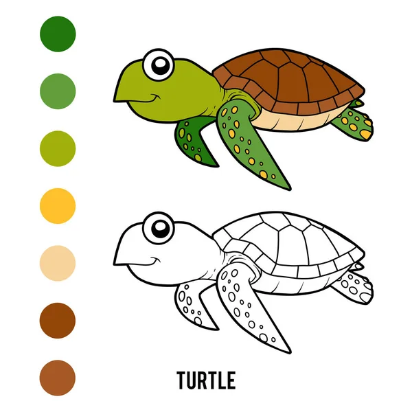 Libro da colorare, Turtle — Vettoriale Stock