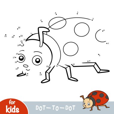Numbers game, education game for children, Ladybug clipart
