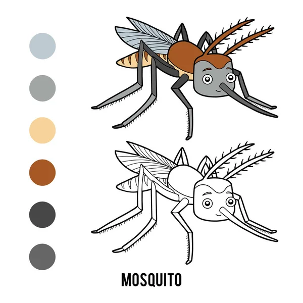 Libro para colorear, Mosquito — Vector de stock