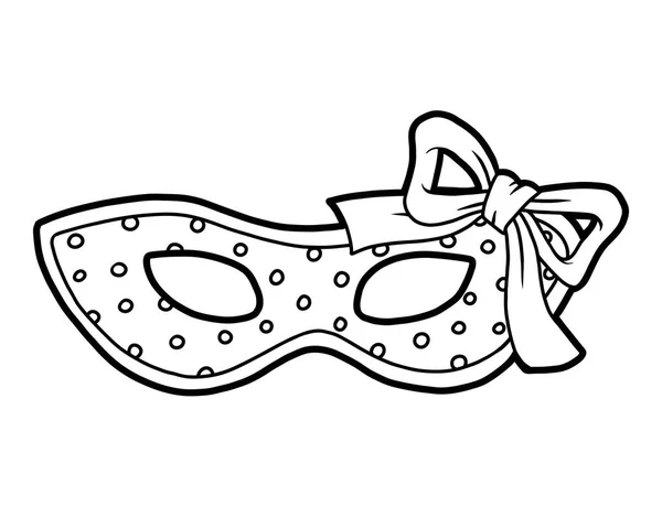 Målarbok, Carnival prickiga mask med rosett — Stock vektor
