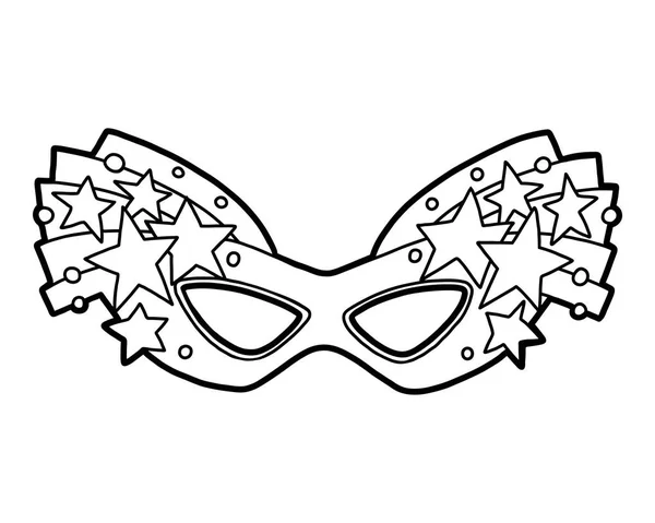 Målarbok, Carnival mask med stjärnor — Stock vektor