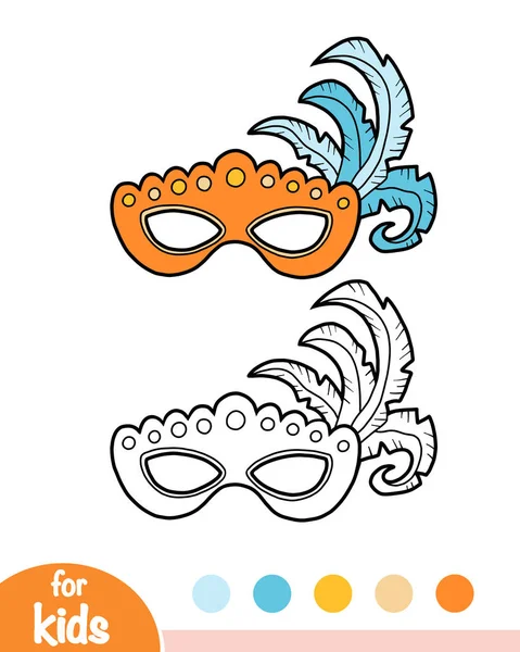 Omalovánky, karneval maska s peřím — Stockový vektor
