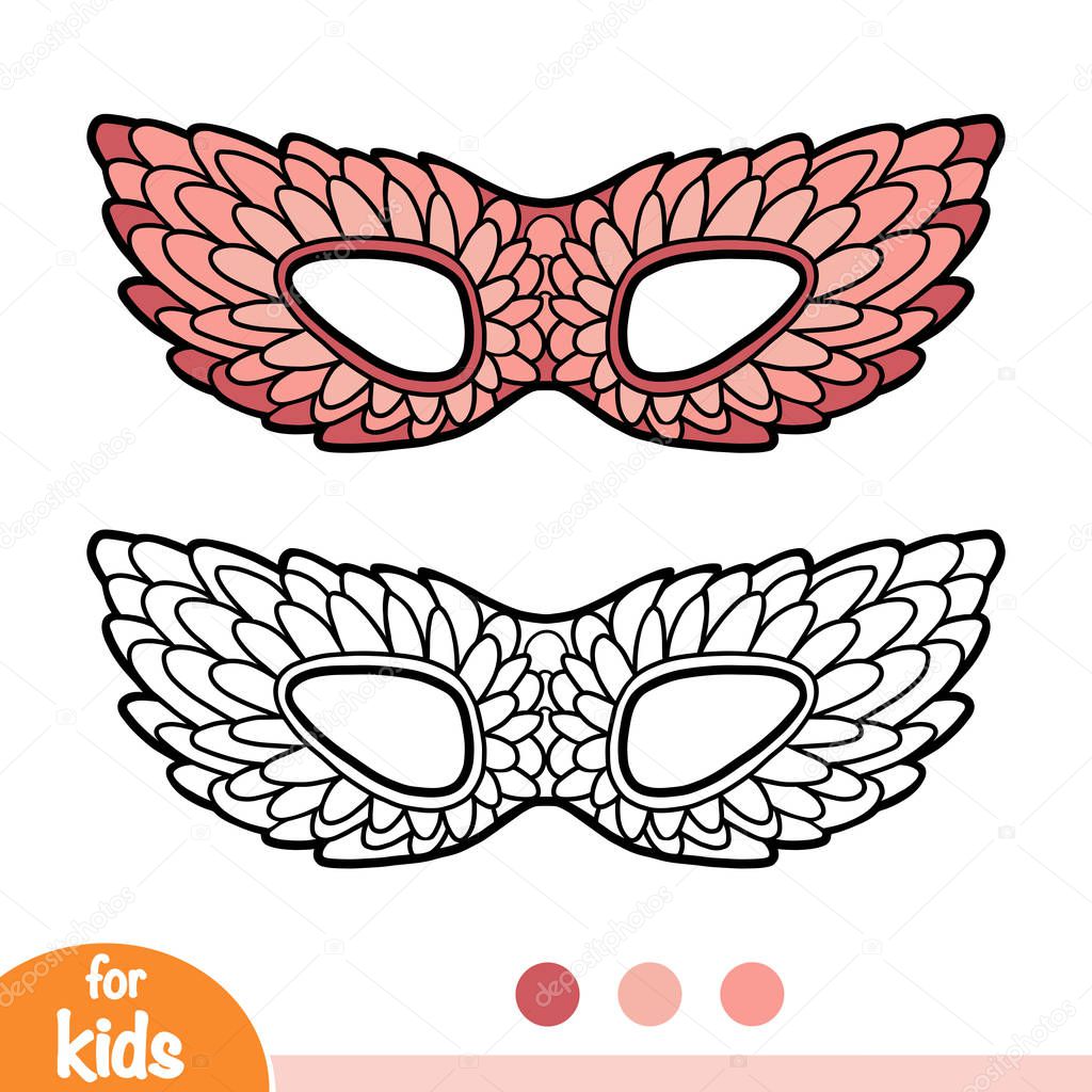 Coloring book, Carnival mask with feathers