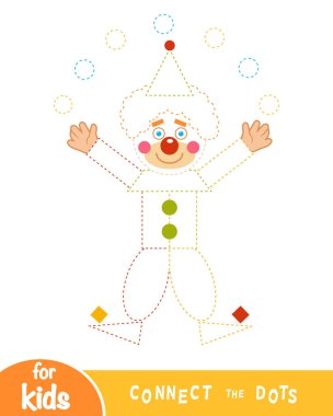 Connect the dots, game for children, Clown vector Connect the dots, game for children, Clown vector