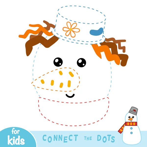 Connectez les points, jeu pour enfants, bonhomme de neige — Image vectorielle