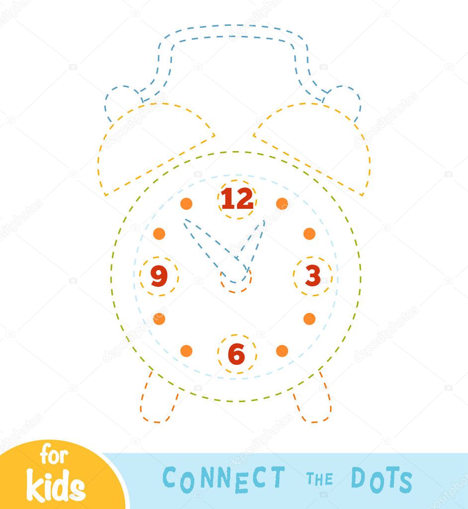 Connect the dots, game for children, Alarm clock