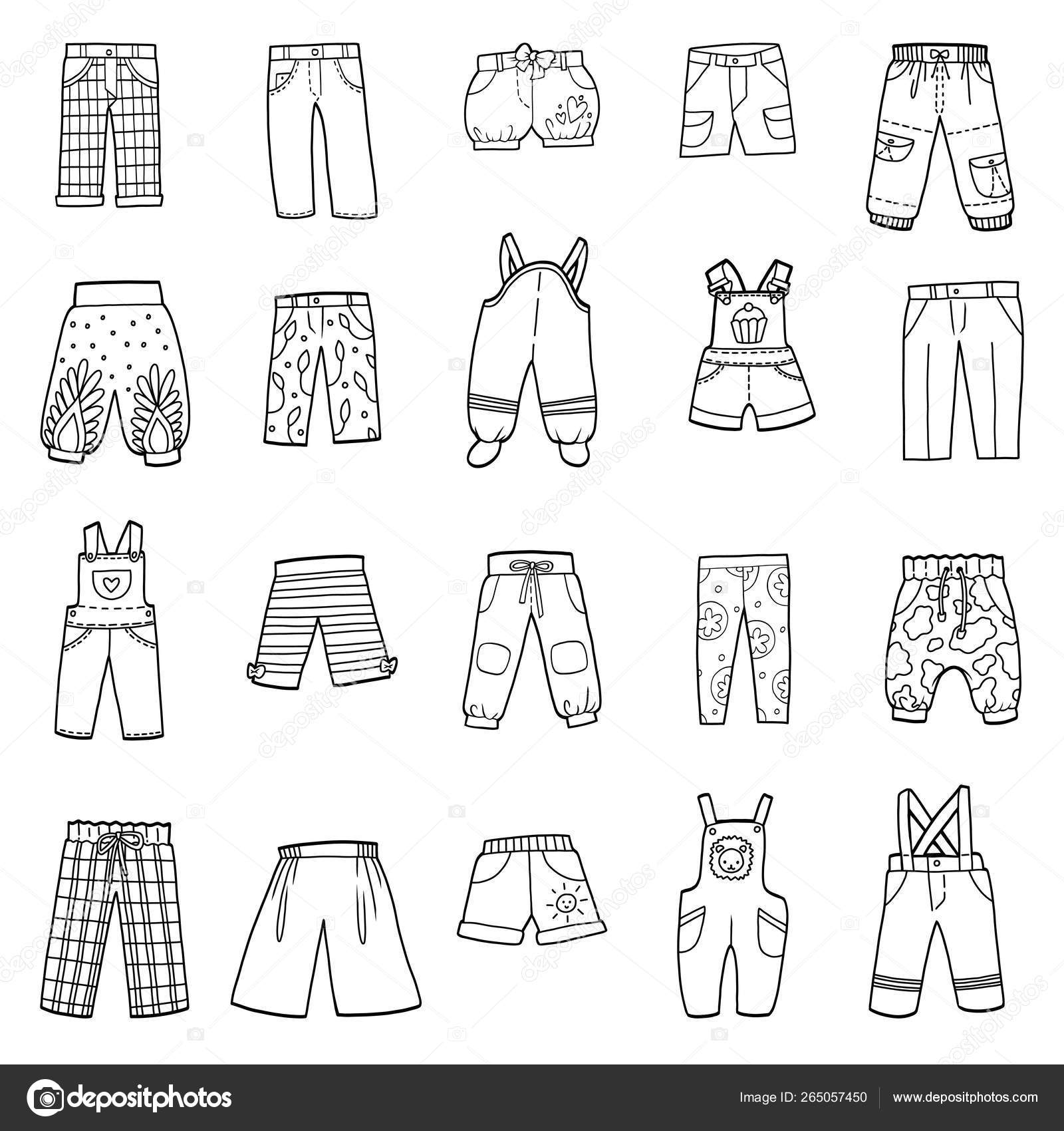 Set of pants, black and white collection of cartoon trousers and overalls Stock Vector Image by ©ksenya_savva #265057450 Set of pants, black and white collection of cartoon trousers and overalls Stock Vector Image by ©ksenya_savva #265057450