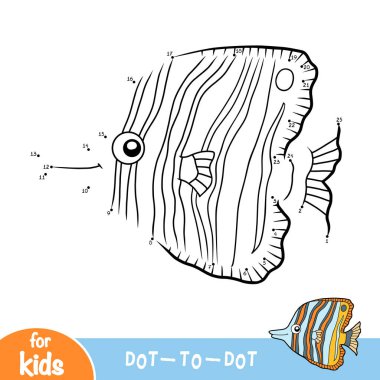 Numbers game, education dot to dot game, Copperband butterflyfish clipart