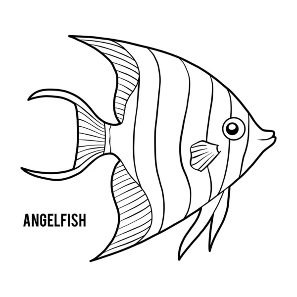 Coloring book, Angelfish — Stock Vector
