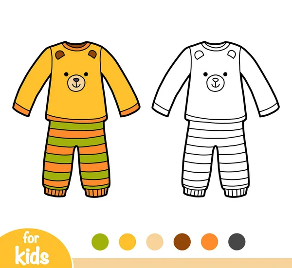 Livro para colorir, pijama com um urso —  Vetores de Stock