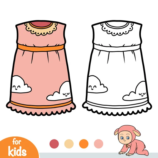 Coloring book, Nightdress with clouds — Stock Vector