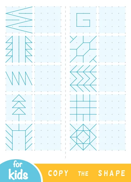 Resmi kopyalayın, çocuklar için eğitim oyunu. Geometrik ve doğal süsler çizin — Stok Vektör