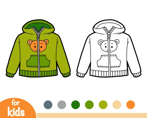 Coloring book, Hoody with a bear — Stock Vector