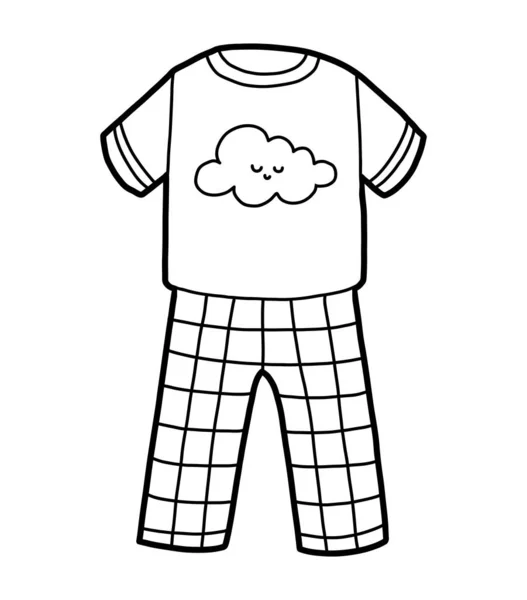 塗り絵、かわいい雲のパジャマ — ストックベクタ