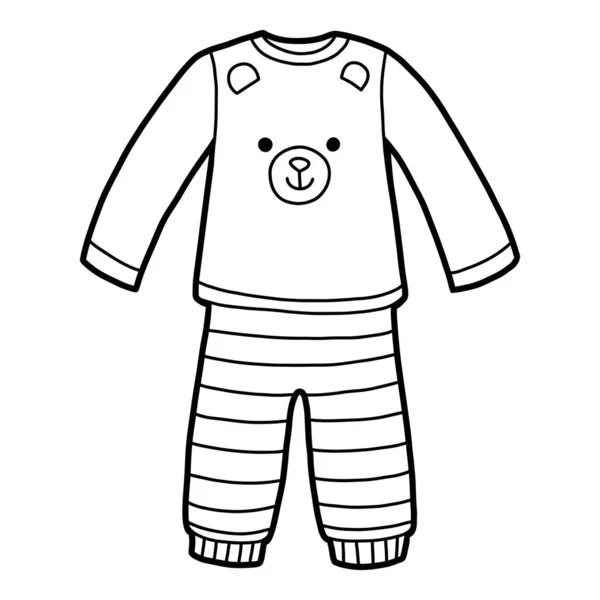 Malbuch, Pyjama mit einem Bären — Stockvektor
