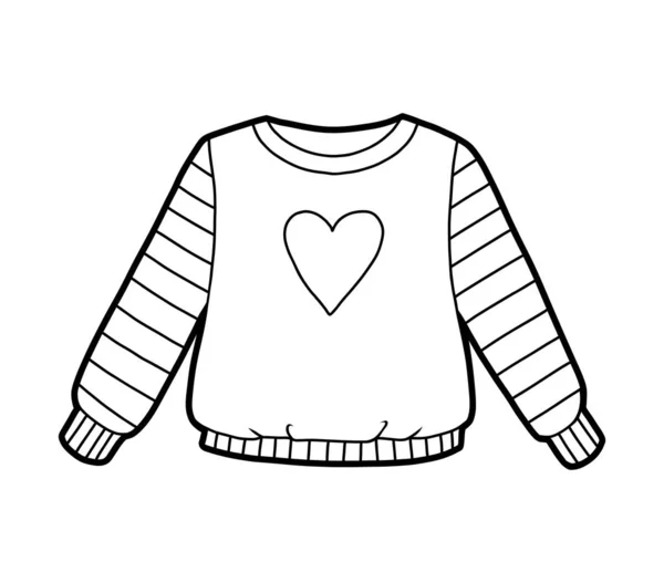 Livre à colorier, Pullover avec un coeur — Image vectorielle