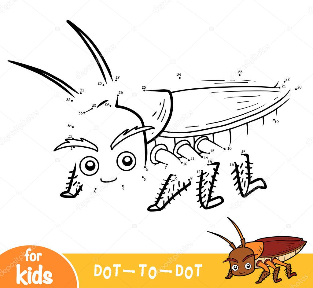 Numbers game, dot to dot game for children, Cockroach