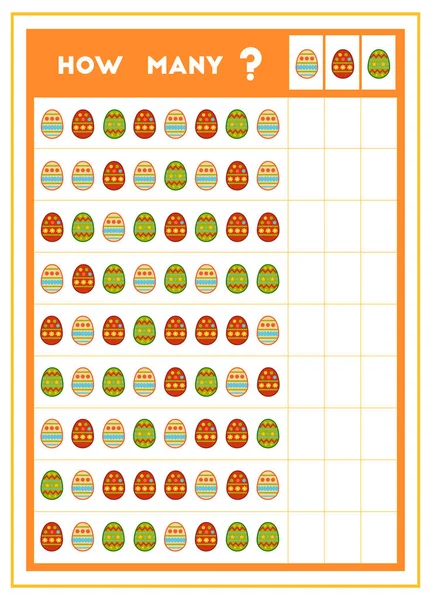 Jeu de comptage, jeu éducatif pour les enfants. Comptez combien d'œufs de Pâques — Image vectorielle