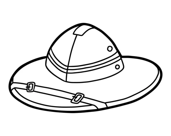 Livro para colorir, headwear dos desenhos animados, capacete Pith —  Vetores de Stock