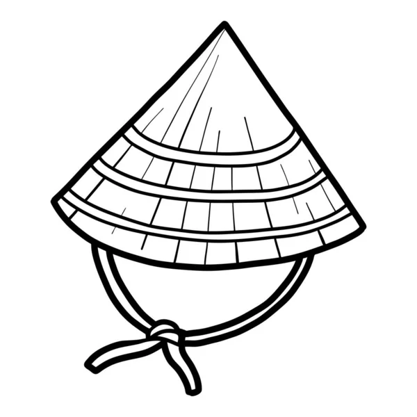 塗り絵、漫画のヘッドウェア、アジアの円錐形の帽子 — ストックベクタ