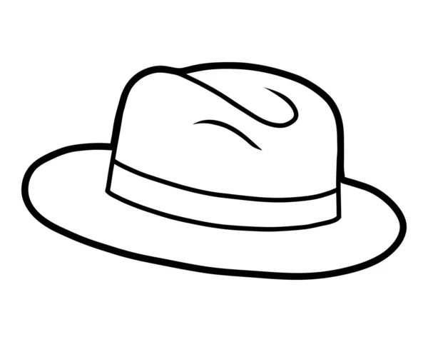 Libro para colorear, diadema de dibujos animados, sombrero Trilby — Vector de stock