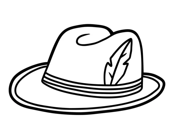 Libro para colorear, diadema de dibujos animados, sombrero tirolés — Vector de stock