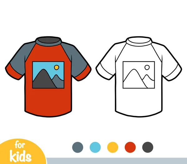 Kolorowanka, T-shirt z nadrukiem górskim — Wektor stockowy