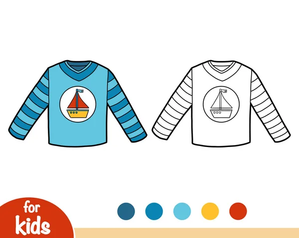 Libro para colorear, sudadera para hombre con estampado de mar — Vector de stock