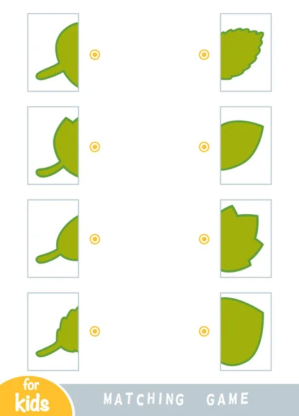 Juego a juego, juego para niños. Coincide con las mitades. Conjunto de hojas de otoño — Archivo Imágenes Vectoriales